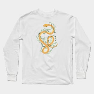 Yellow snake with leaves Long Sleeve T-Shirt